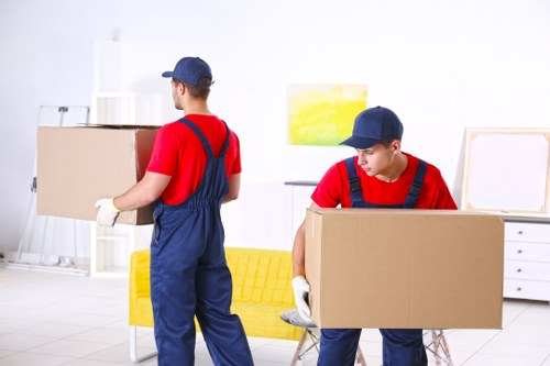 Boxes and furniture arranged in Brentcross storage space