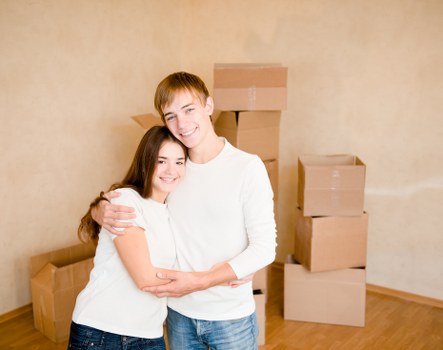 Packed moving boxes prepared for removals in Brentcross