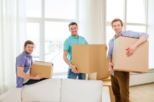 Packed boxes and moving supplies ready for relocation