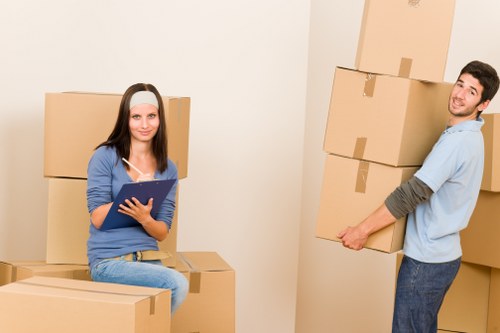 Packed moving boxes prepared for a man and van service